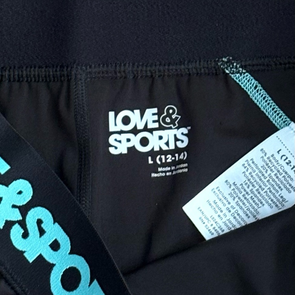 Love & Sports Black Leggings Size Large Full Length Activewear Pants - Picture 3 of 10